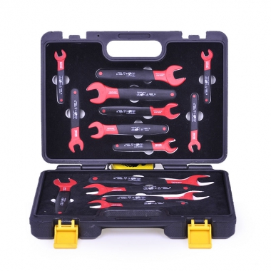 开拓台湾VDE认证1000V绝缘套装8-24mm开口梅花扳手电工工具箱组合