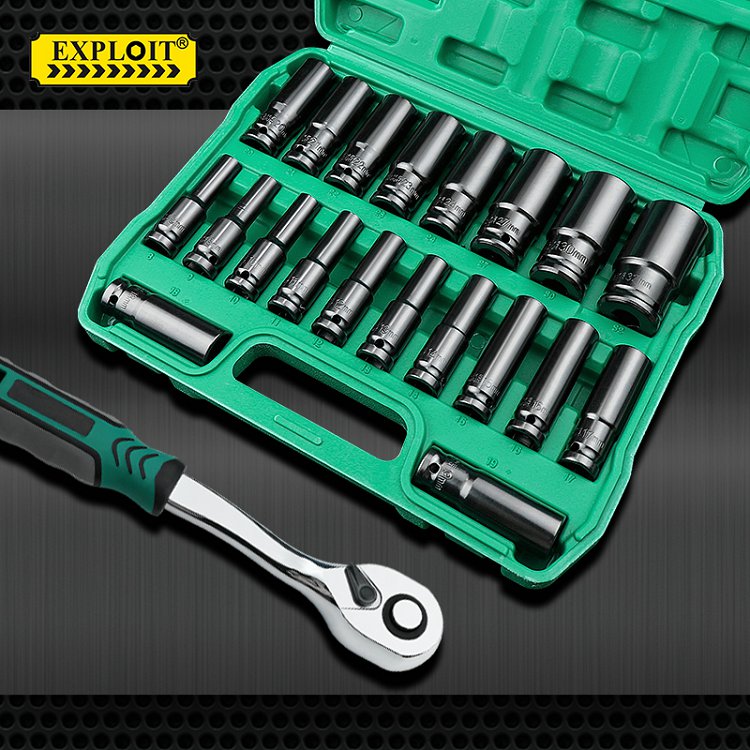 加长电动扳手套筒头空心加厚27内六角轮胎拆卸大飞风炮套管8-34mm