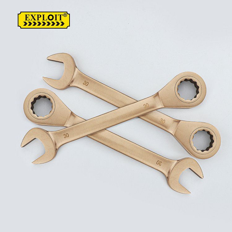 开拓防爆工具两用棘轮扳手铝青铜纯铜无火花开口梅花棘轮快速扳手