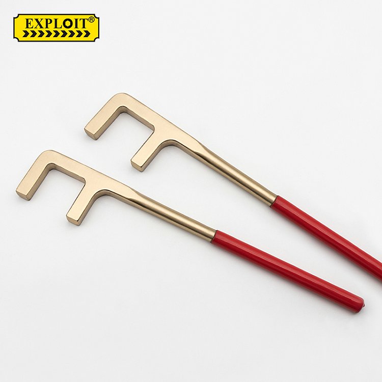 开拓防爆方头F扳手铝青铜无火花防磁松紧阀门拆卸管道f型扳手工具