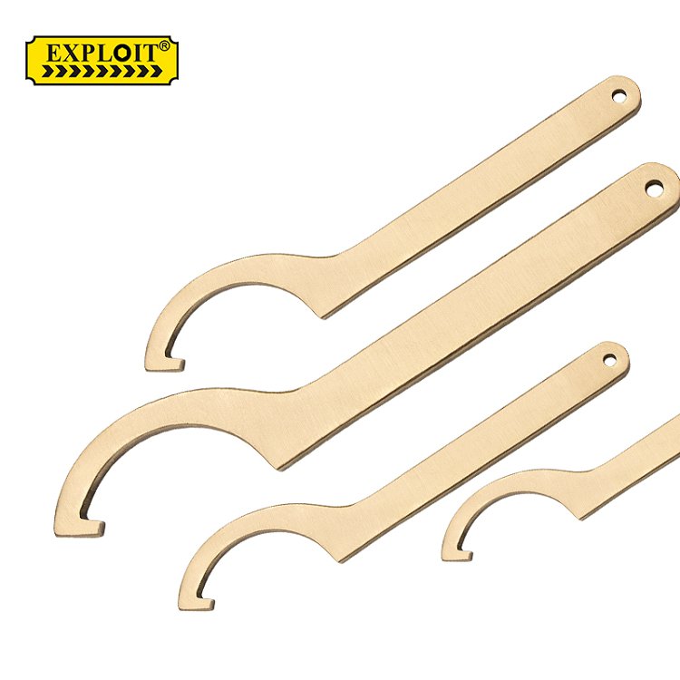 开拓防爆勾扳手铝青铜无火花侧面勾型阀门扳手月牙工具钩子扳手