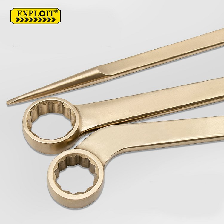 开拓防爆单头梅花扳手铝青铜无火花家用曲柄工具曲柄弯柄梅花扳手