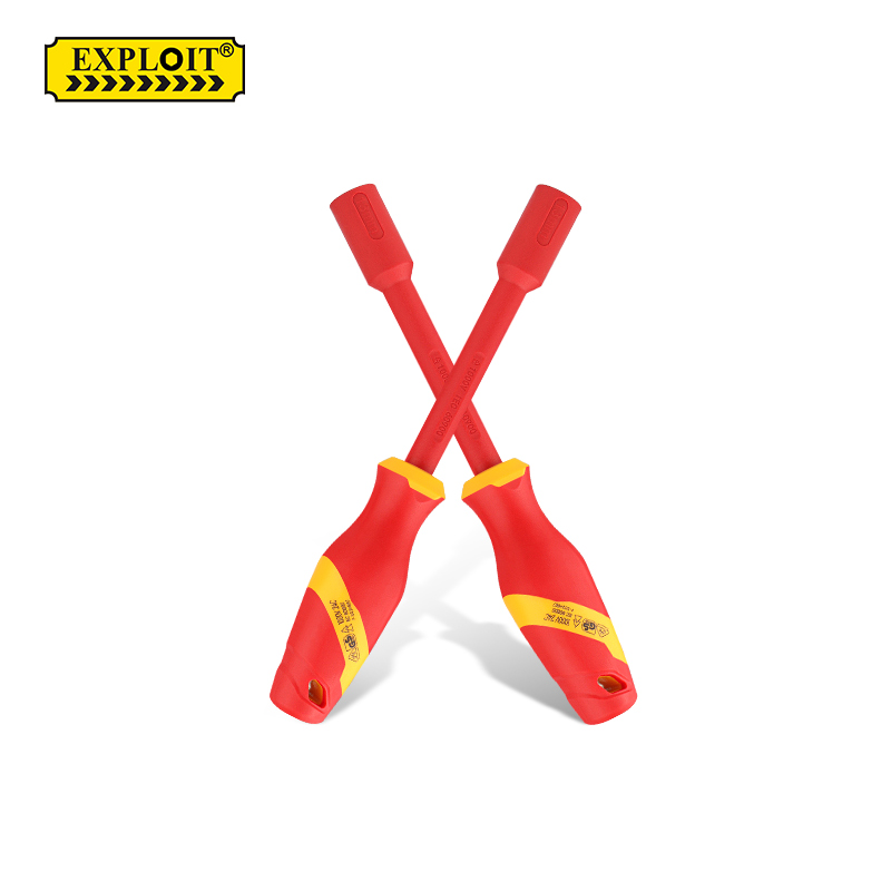 开拓双色绝缘套筒螺丝批VDE认证1000V耐高压电工专用六角套筒起子