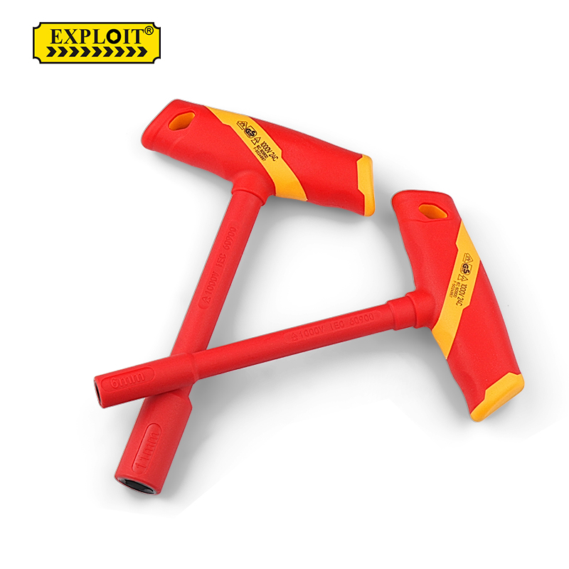 开拓绝缘T型套筒扳手VDE认证1000V耐高压维修工具手动内六角扳手