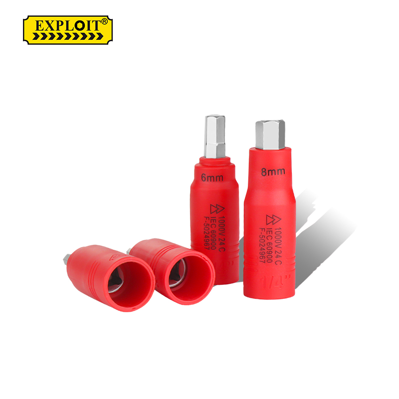 开拓内六角扳手套筒1000V绝缘耐高压1/4小飞压批内六方旋具套筒