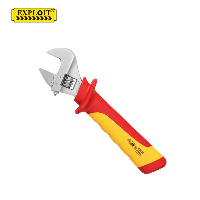 开拓 绝缘活络扳手1000V耐高压VDE认证电工专用8/10寸板子工具