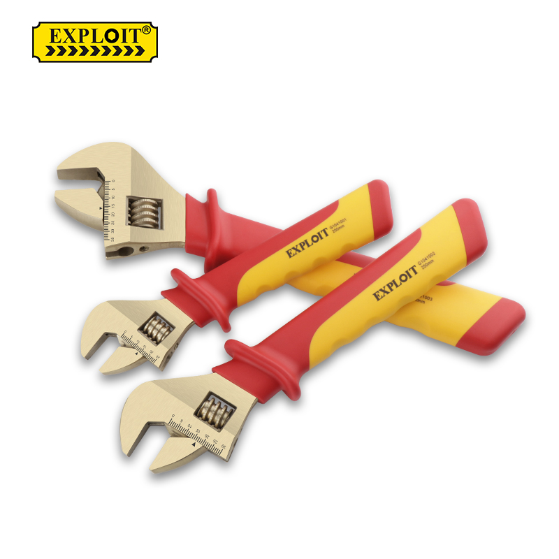 开拓绝缘活动大开口扳手1000V耐高压防爆无火花8/10/12寸维修工具