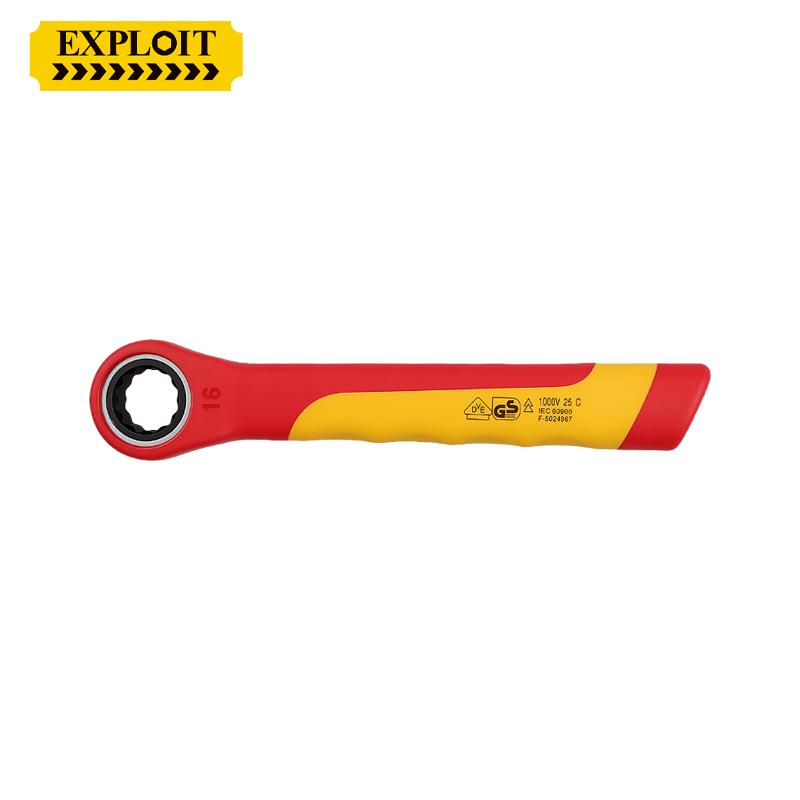 开拓绝缘梅花棘轮扳手1000V耐高压7-19mm板子电工专用维修工具