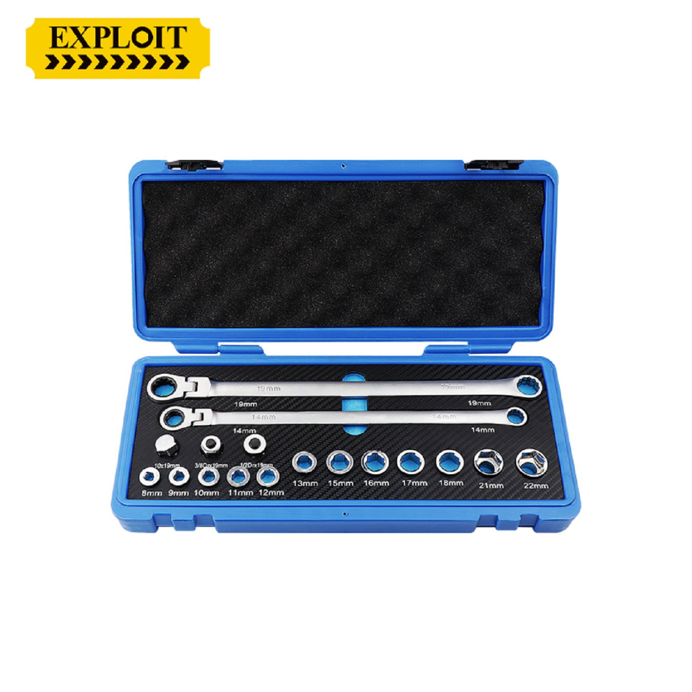 开拓棘轮套筒套装组合狭小空间万能双向快速汽修工具套筒扳手套装